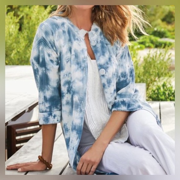 Soft Surroundings Islander Jacket - Waterfall Tie Dye - M - Picture 2 of 15